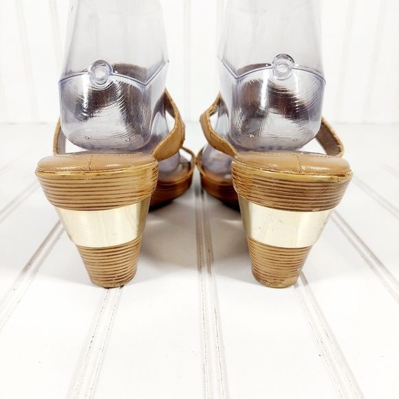 SOFFT Wedge Cork Tan Gold Accents Ultra Comfy Slip On Slide Sandals A429 - Picture 7 of 14